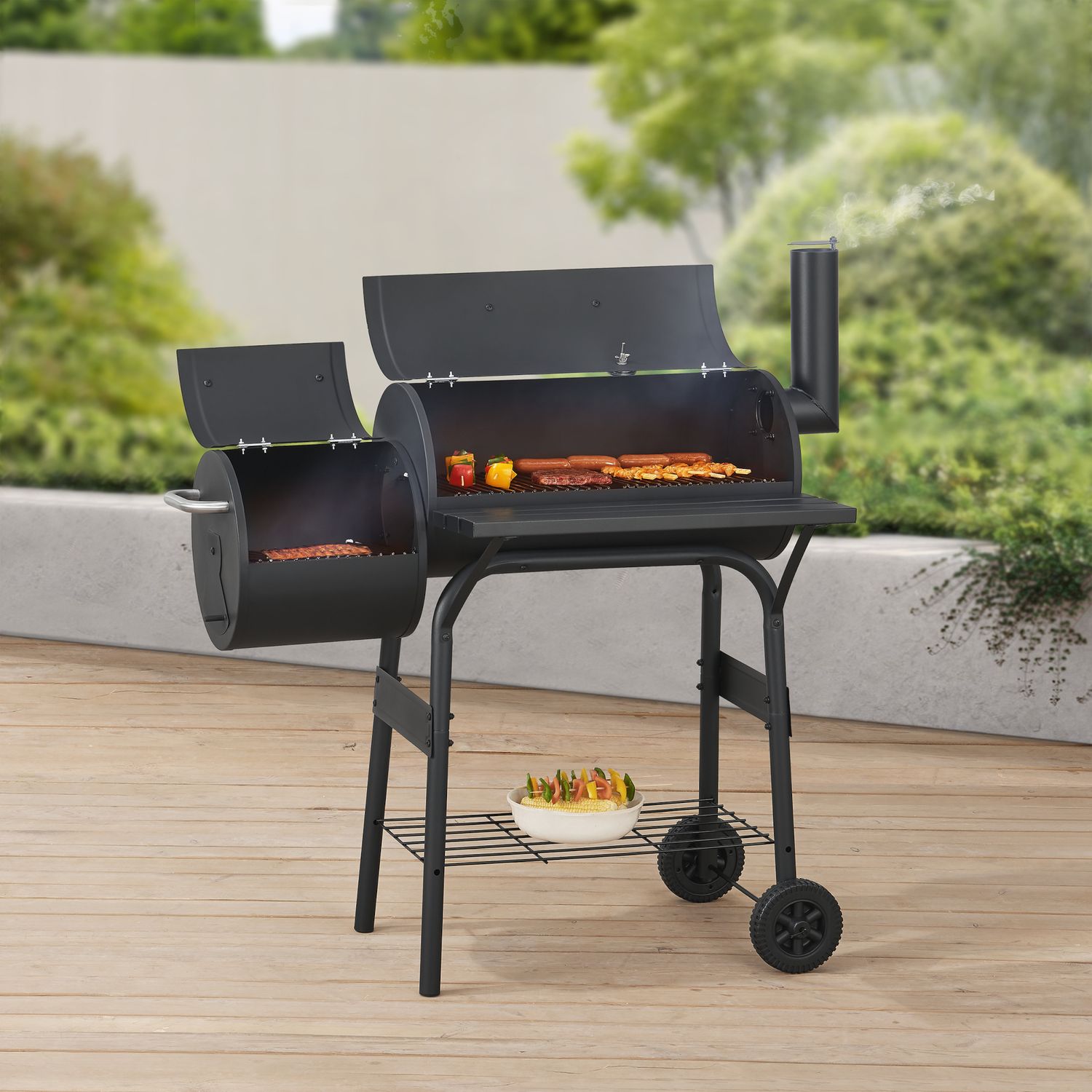 Arielli Charcoal Barbecue Smoker 115 x 110 x 64 cm - Black [casa.pro]