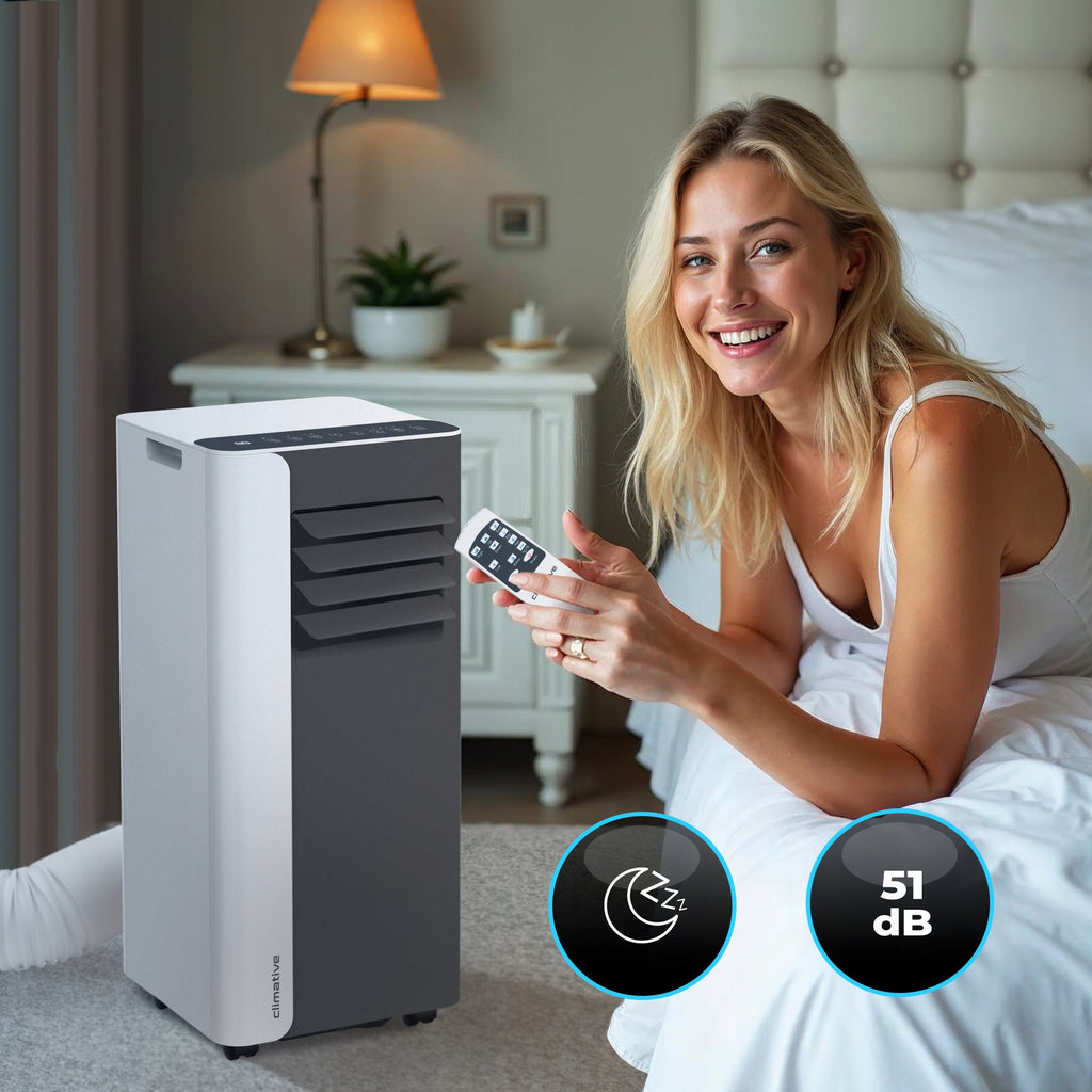 Klimatyzator przenośny pokojowy MINI 2,6 kW mały cichy WiFi 26 m2 uszczelka