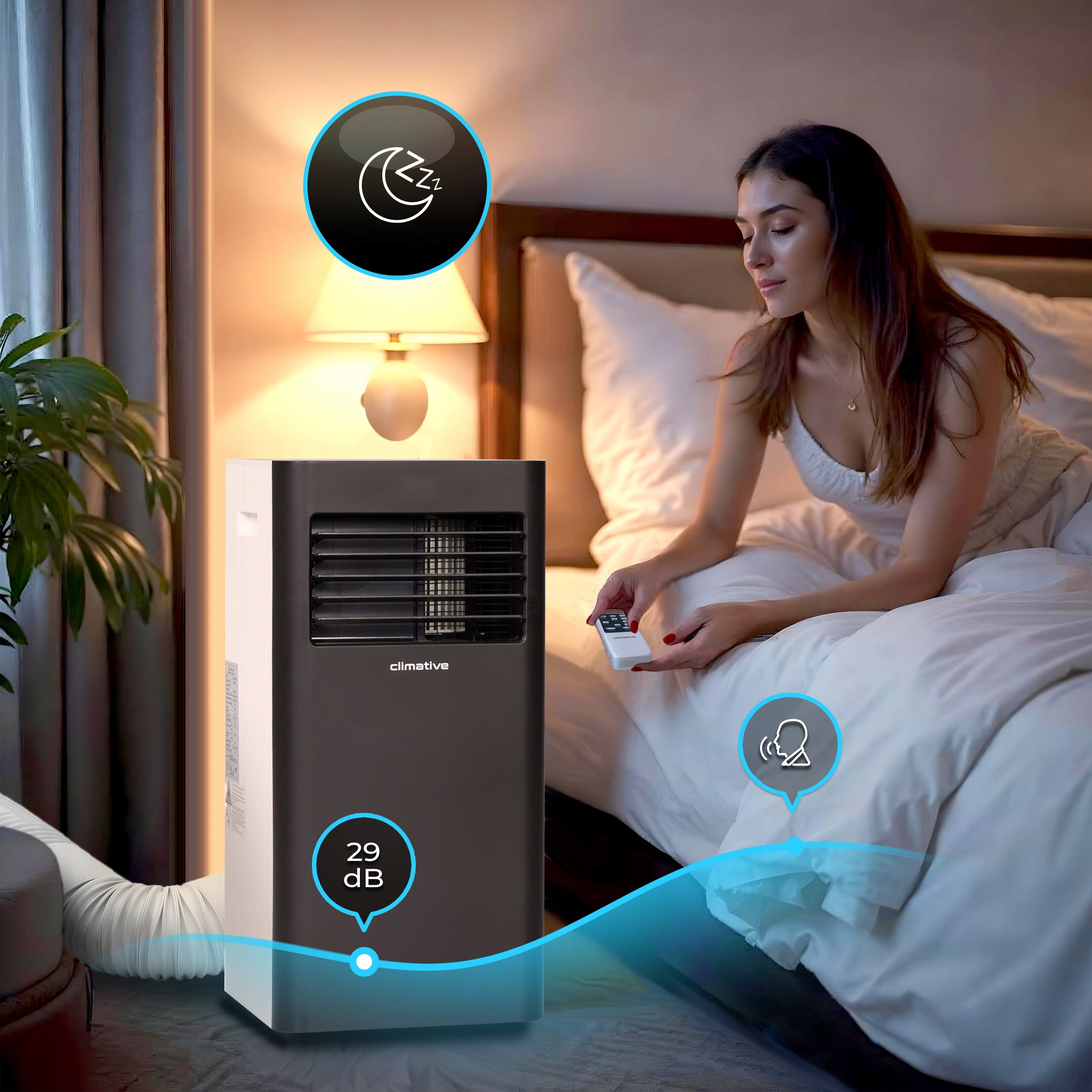 Klimatyzator przenośny pokojowy MINI 2,6 kW mały cichy WiFi 26 m2 uszczelka
