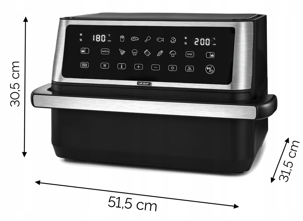 Frytkownica beztłuszczowa 11L Air Fryer Yoer 2800W 12 programów 23 elementy