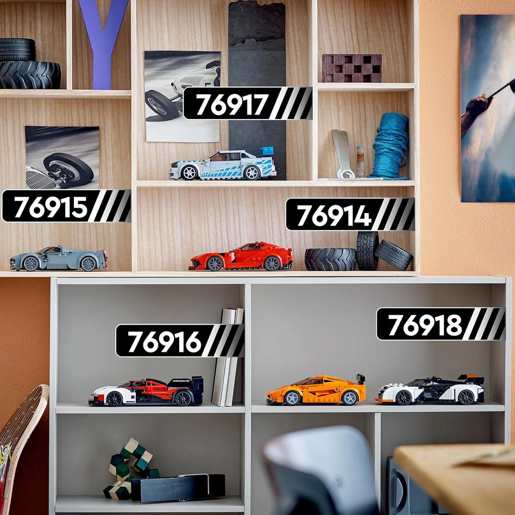 LEGO Speed Champions McLaren Solus GT & McLaren F1 LM bilbyggsats, autentisk modellbyggsats med två bilmodeller, leksaksbil med minifigur, racerbil, presentidé, från 9 år 76918
