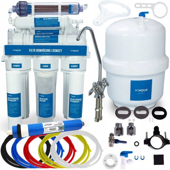 MyAqua FILTR DO WODY RO7 JONIZATOR ODWRÓCONA OSMOZA 75GPD | FILTR DO WODY POD ZLEW
