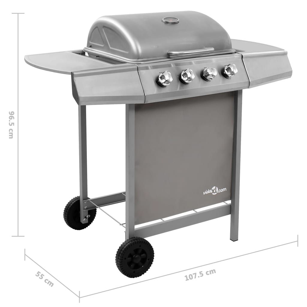 Grill gazowy Vidaxl 4-palnikowy, srebrny