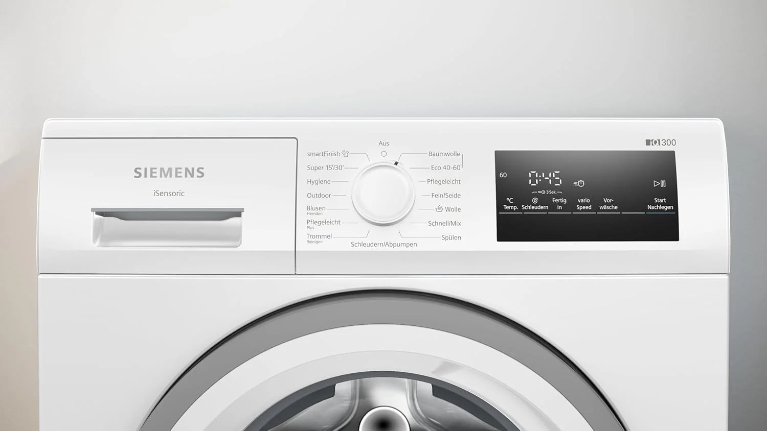 Siemens WM14N223 Waschmaschine iQ300, Frontlader mit 7kg Fassungsvermgen, 1400 UpM, speedPack L, LED-Display,Outdoor-Programm, Wei, 60cm
