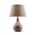 Lampa stołowa ceramiczna beżowa z kloszem z tkaniny E27