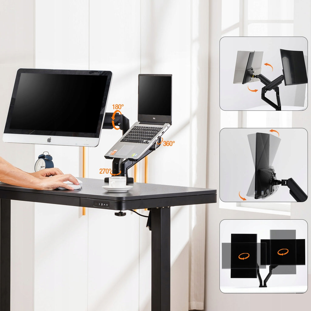 Uchwyt monitora do 2 monitorów (13'-32'), obrotowy o 360°, VESA 75 i 100