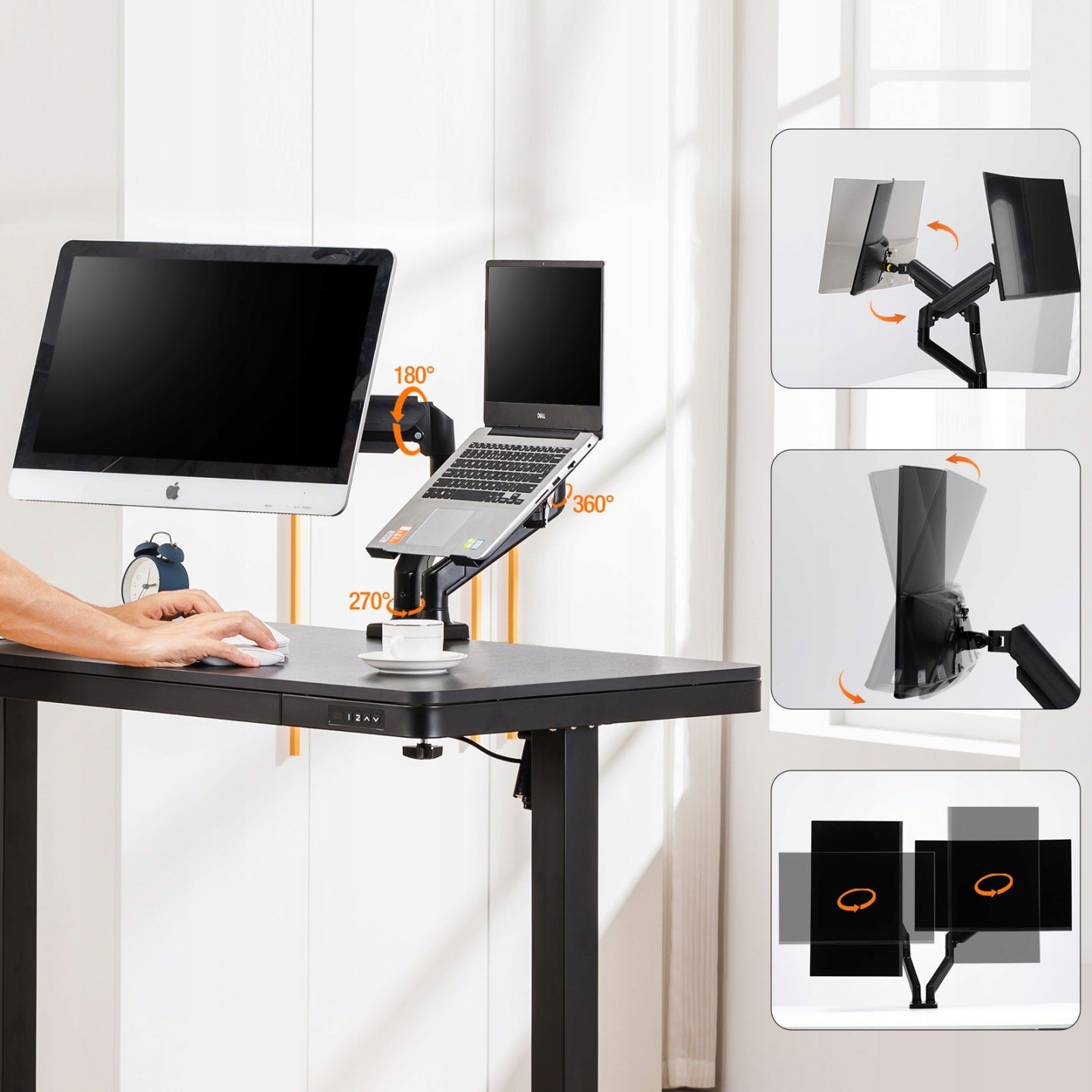Uchwyt monitora do 2 monitorów (13'-32'), obrotowy o 360°, VESA 75 i 100