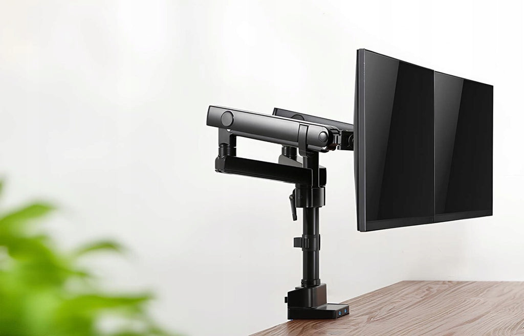 Uchwyt na Dwa Monitory 17-32 16kg USB VESA REGULOWANY biurkowy do biurka