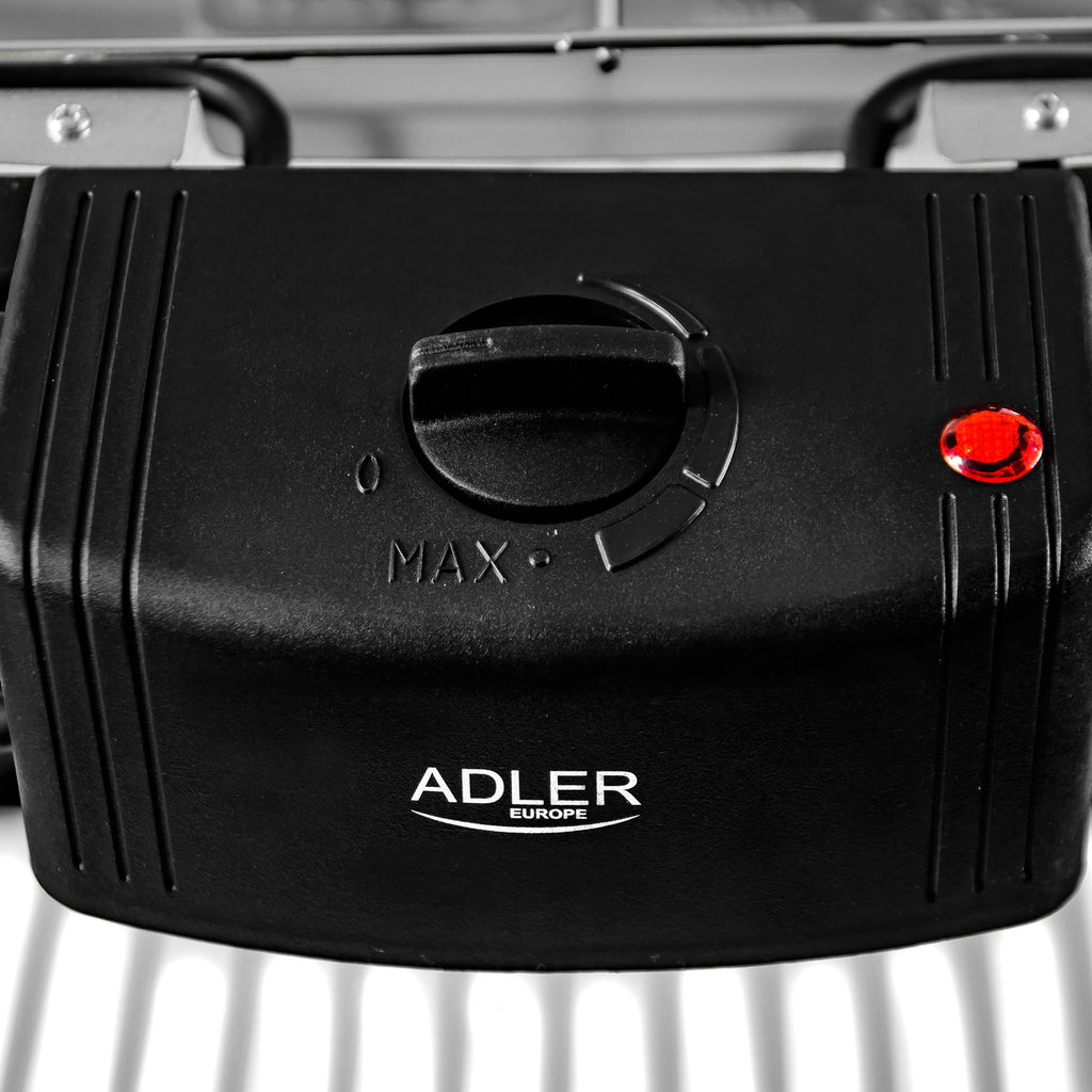 Grill elektryczny z nóżkami, chromowany, regulacja temperatury, do użytku wewnątrz/na zewnątrz, odłączany, czarny, 2000 W Adler AD 6602