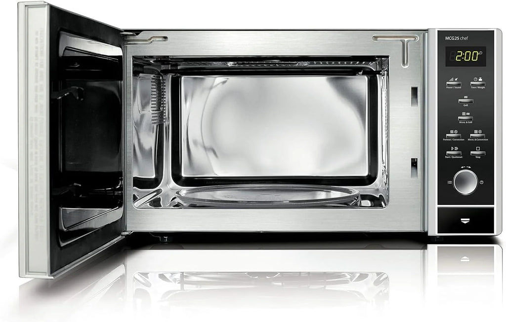 CASO MCG30 Ceramic chef Testsieger Haus & Garten Test, 3in1 Mikrowelle mit Grill + Heißluft 2100W 30L, Borosilikatglasboden, Backofen-Funktion bis 200°C