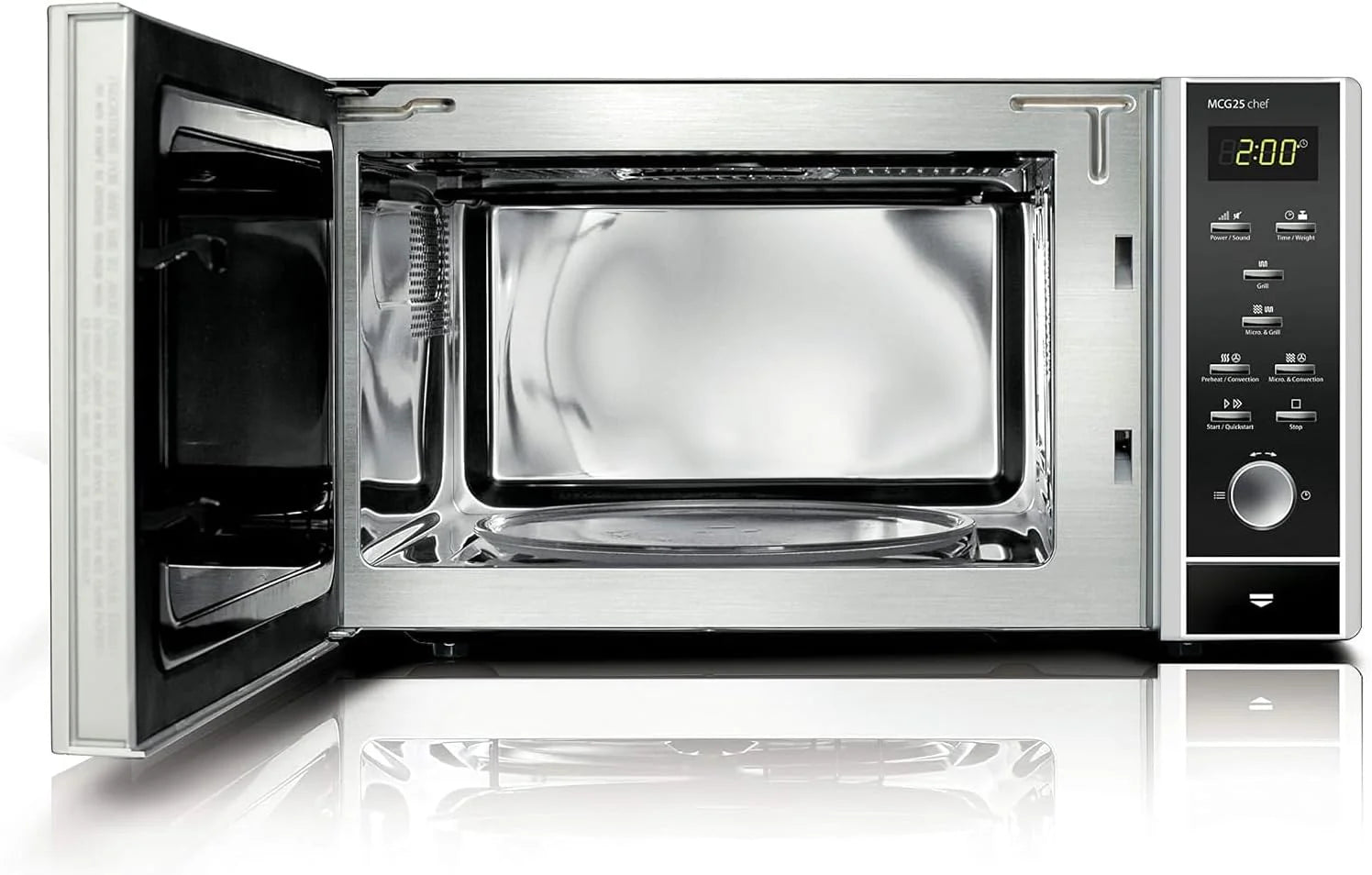 CASO MCG30 Ceramic chef Testsieger Haus & Garten Test, 3in1 Mikrowelle mit Grill + Heißluft 2100W 30L, Borosilikatglasboden, Backofen-Funktion bis 200°C