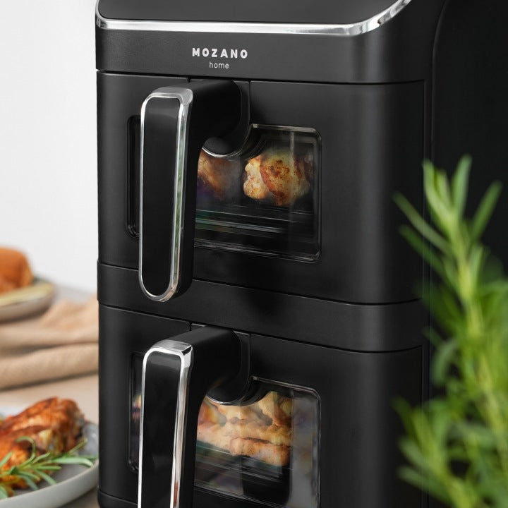 Mozano FRYTKOWNICA BEZTŁUSZCZOWA DWUKOMOROWA PIONOWA 11L AIR FRYER 2800W 12 TRYBÓW
