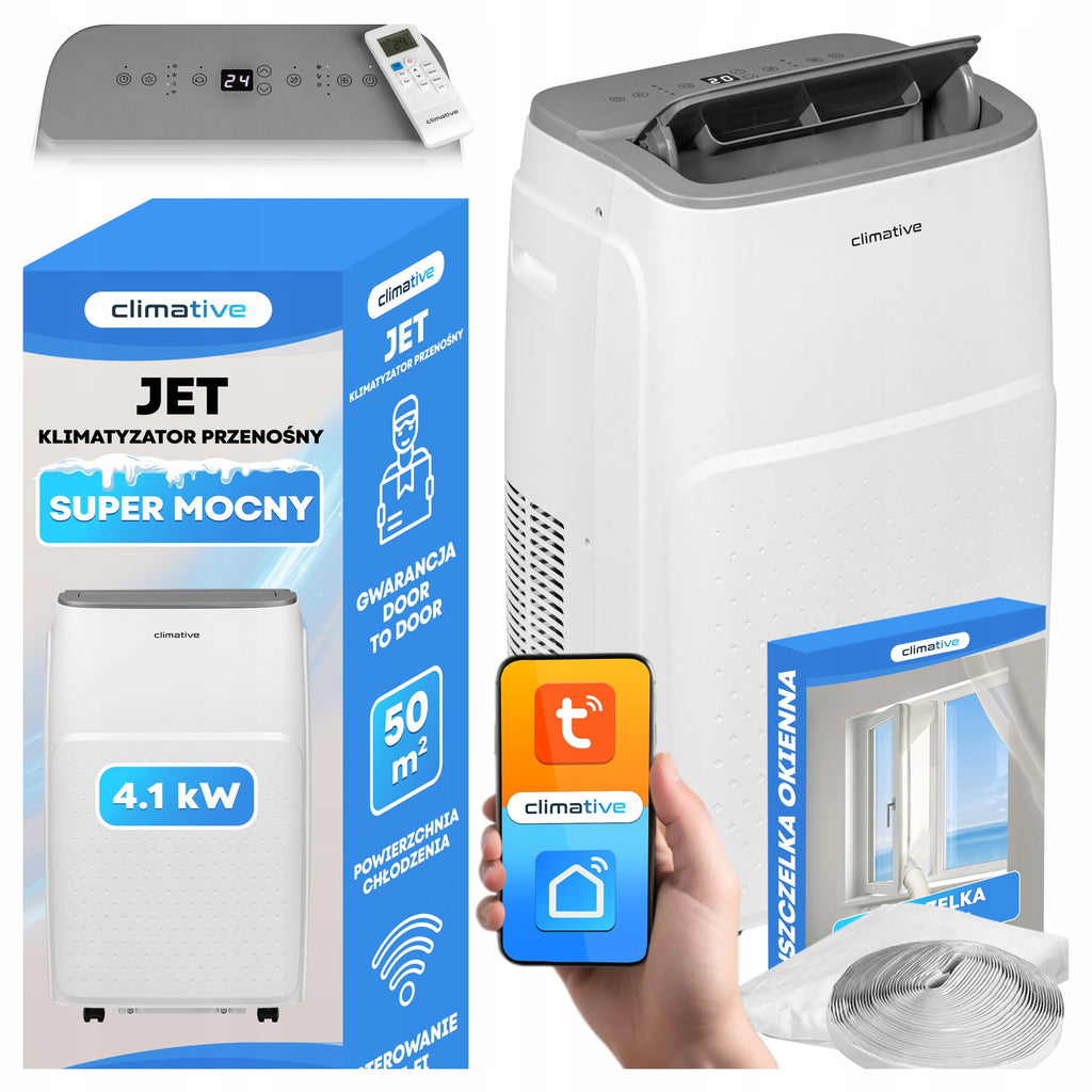 Klimatyzator przenośny pokojowy MINI 2,6 kW mały cichy WiFi 26 m2 uszczelka