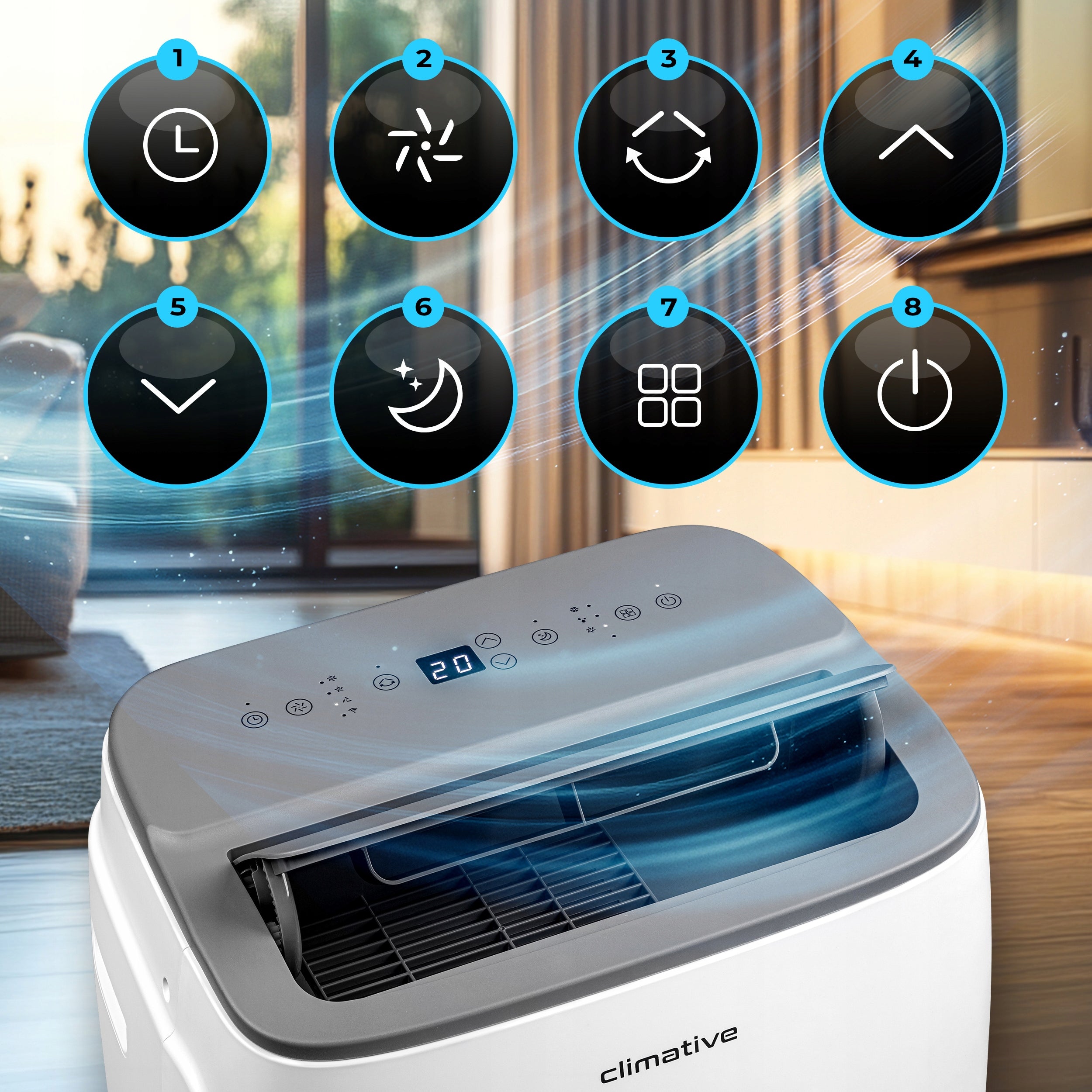 Klimatyzator przenośny pokojowy MINI 2,6 kW mały cichy WiFi 26 m2 uszczelka