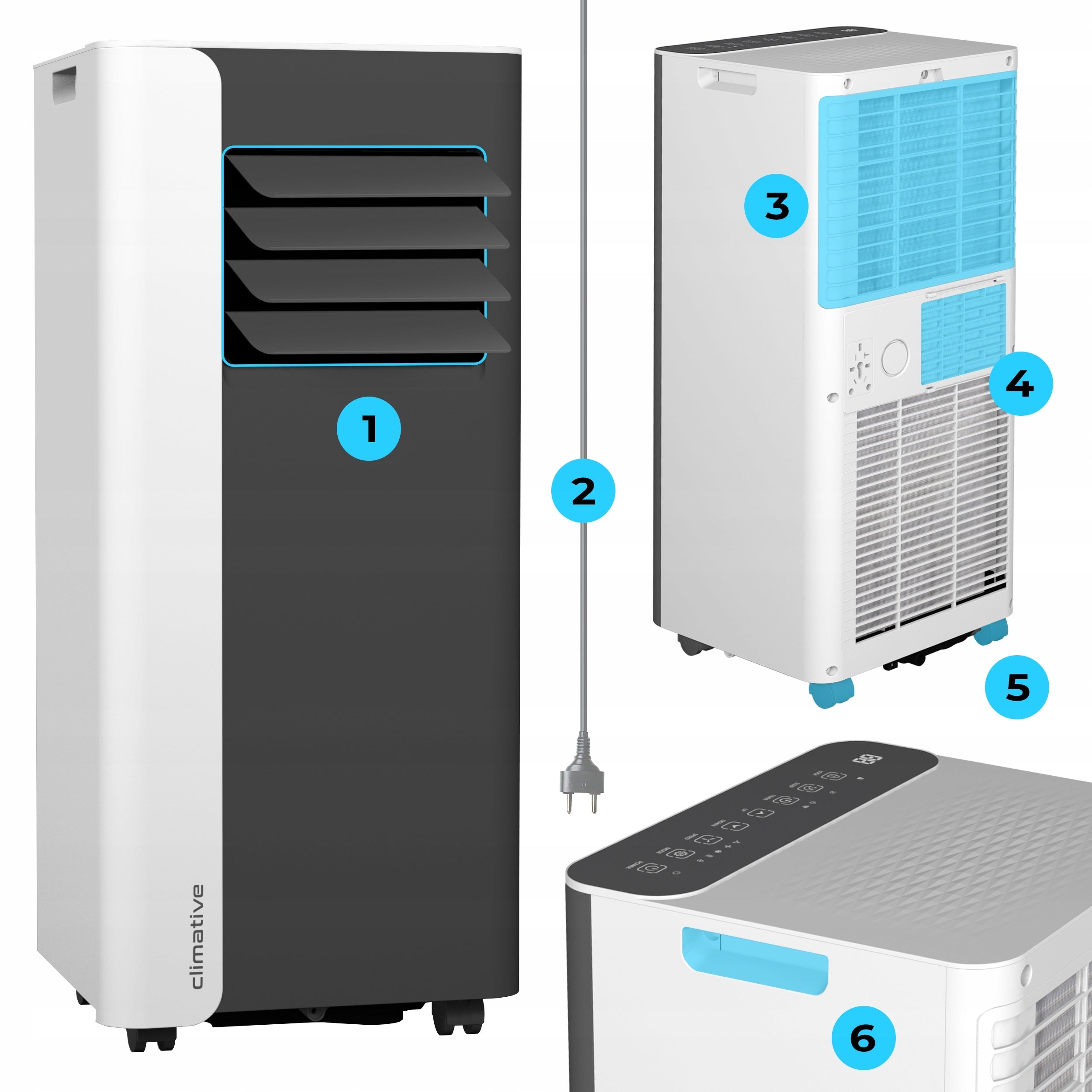 Klimatyzator przenośny pokojowy MINI 2,6 kW mały cichy WiFi 26 m2 uszczelka