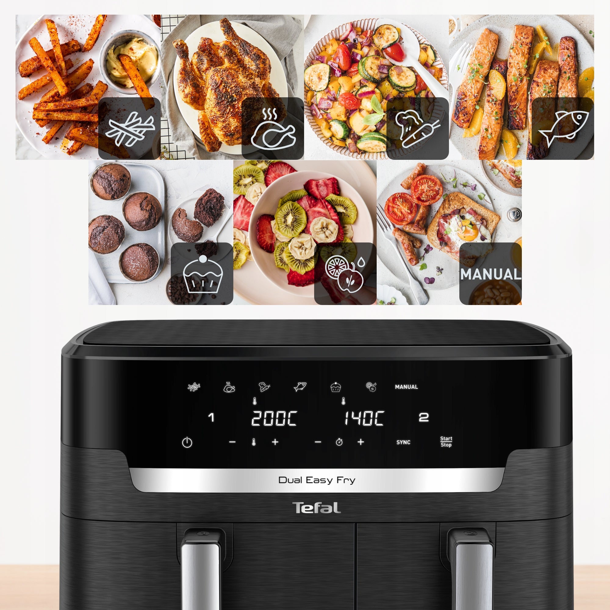 Frytkownica beztłuszczowa TEFAL EY9428E XXL 11l 2700W dwukomorowa Air Fryer