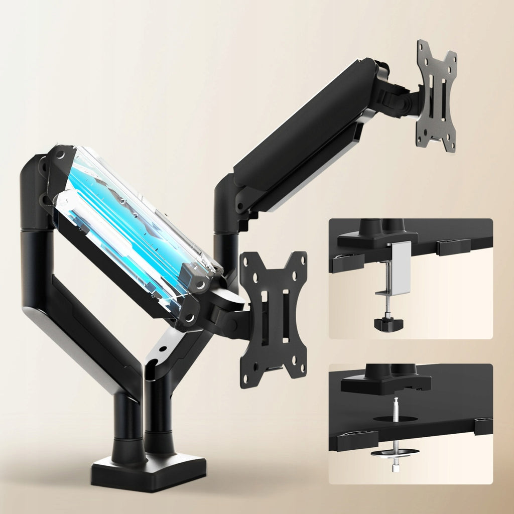 Uchwyt monitora do 2 monitorów (13'-32'), obrotowy o 360°, VESA 75 i 100