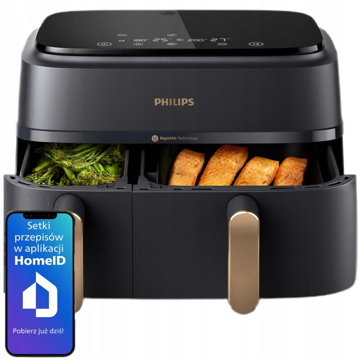 Philips Dwukomorowa frytkownica beztłuszczowa airfryer Philips Ovi 9L 2750W NA352