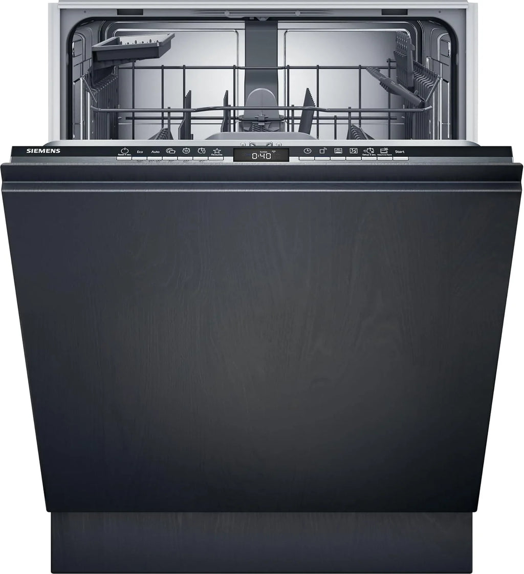 Siemens SN43ES14VE, iQ300 Smarter Geschirrspüler, Unterbau-Spülmaschine mit Besteckschublade, 60 cm, automatische Türöffnung dank autoOpen dry, besonders leise mit iQdrive-Motor, aquaStop, Edelstahl