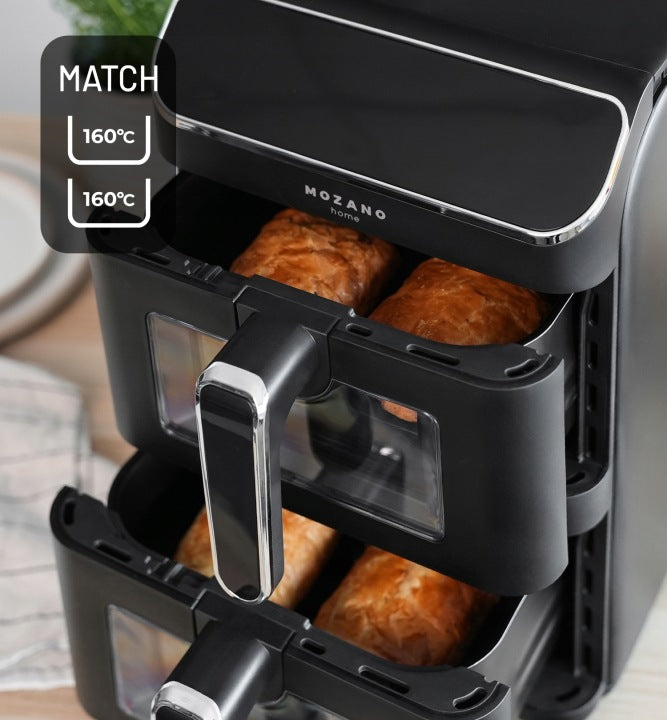 Mozano FRYTKOWNICA BEZTŁUSZCZOWA DWUKOMOROWA PIONOWA 11L AIR FRYER 2800W 12 TRYBÓW