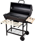 Grillvagn med kolgrill, grill, kolgrill med hjul, antracitgrill, grillugn inkl. integrerad termometer och ventilationsreglage, trädgårdsgrill, grillyta: 70 x 38,5 cm
