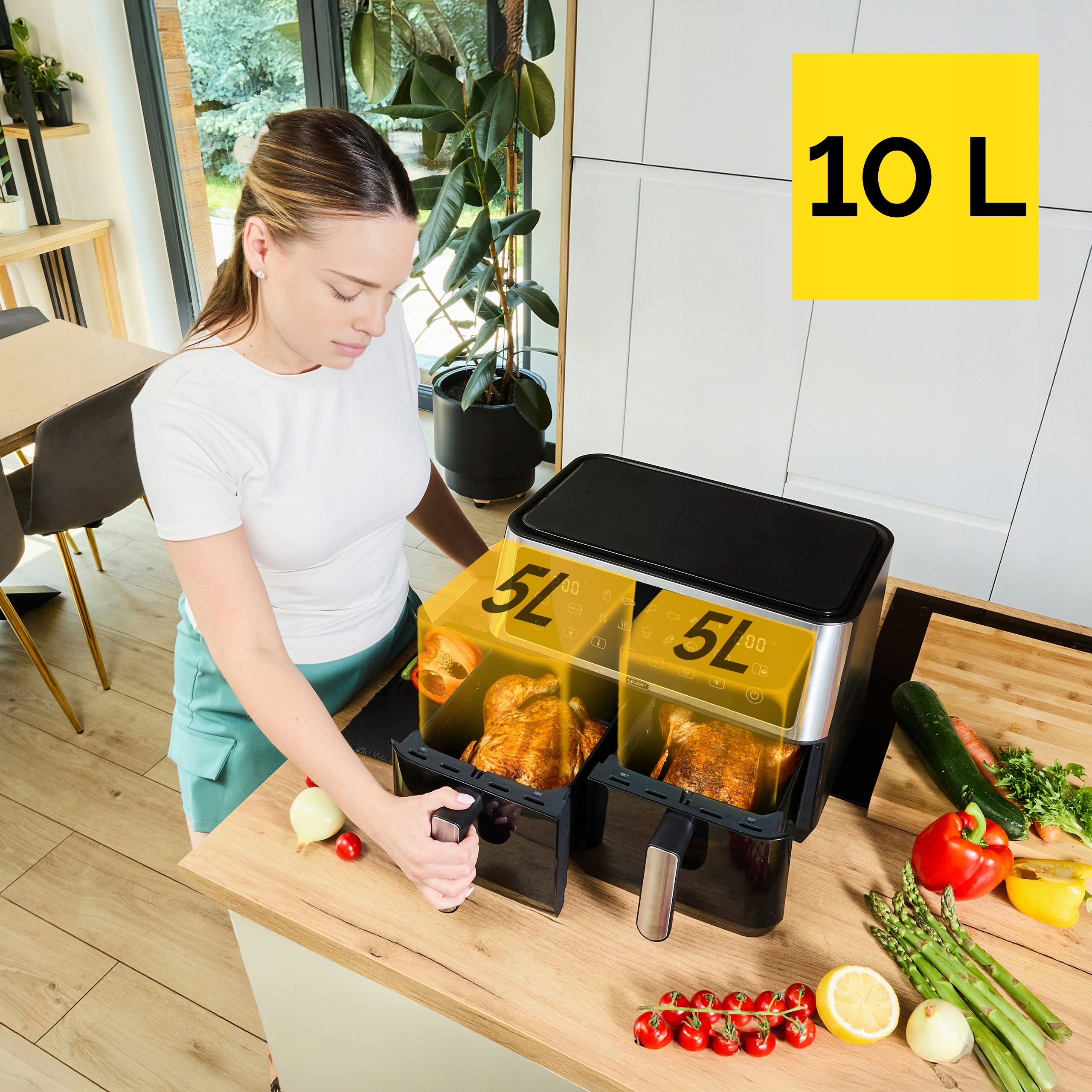 Frytkownica beztłuszczowa 11L Air Fryer Yoer 2800W 12 programów 23 elementy