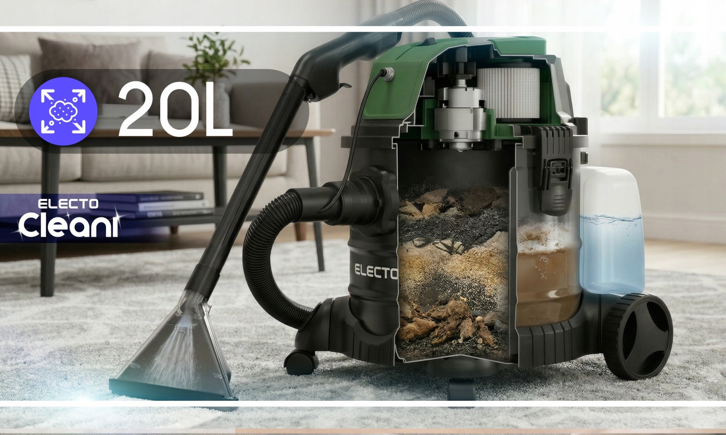 ODKURZACZ PIORĄCY MOCNY 2600W WĄSKA SSAWKA DO PRANIA TAPICERKI DYWANÓW 3w1