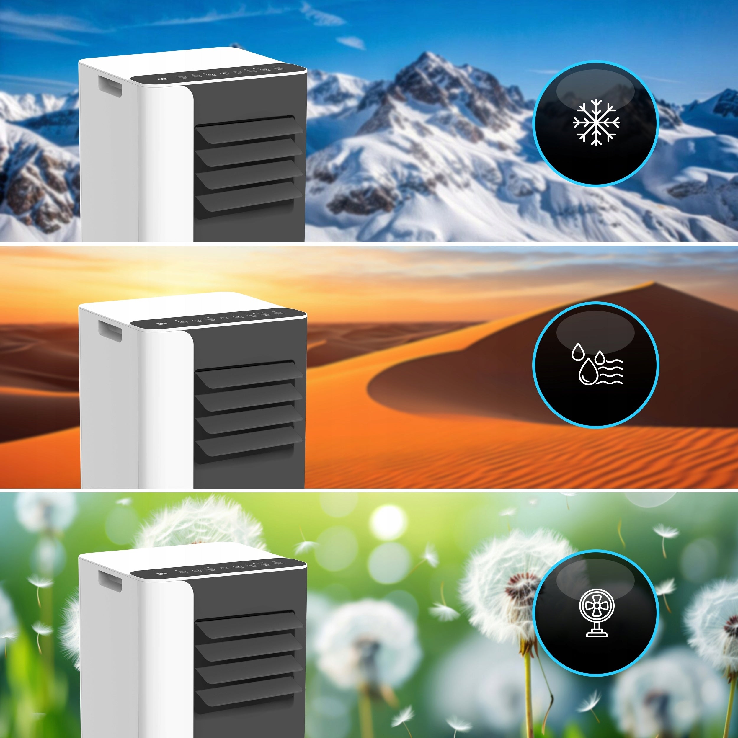 Klimatyzator przenośny pokojowy MINI 2,6 kW mały cichy WiFi 26 m2 uszczelka