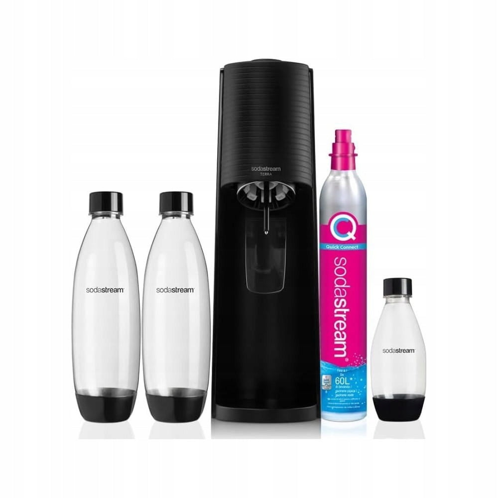Saturator SodaStream Terra czarny do wody + 3 butelki + nabój z gazem CO2