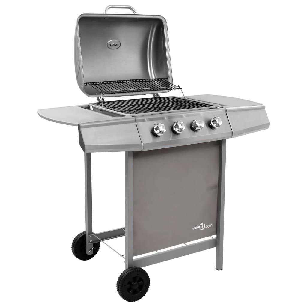 Grill gazowy Vidaxl 4-palnikowy, srebrny