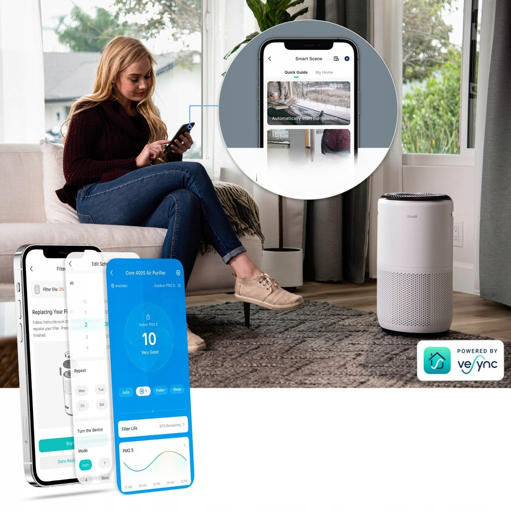 Oczyszczacz powietrza Levoit Core 300S HEPA smog dym smart wifi auto 50 m2