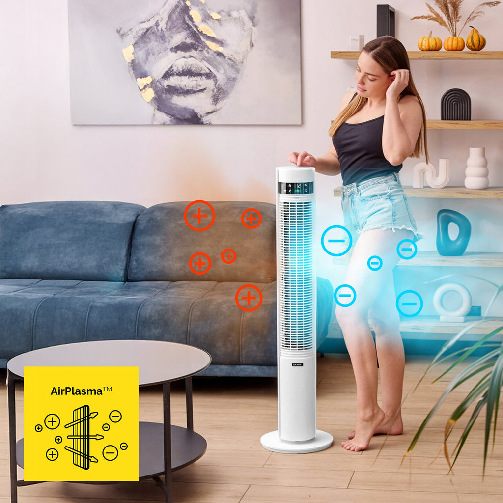 Wentylator kolumnowy stojący Cichy 29dB Yoer 3D +10m zasięg Jonizacja AROMA