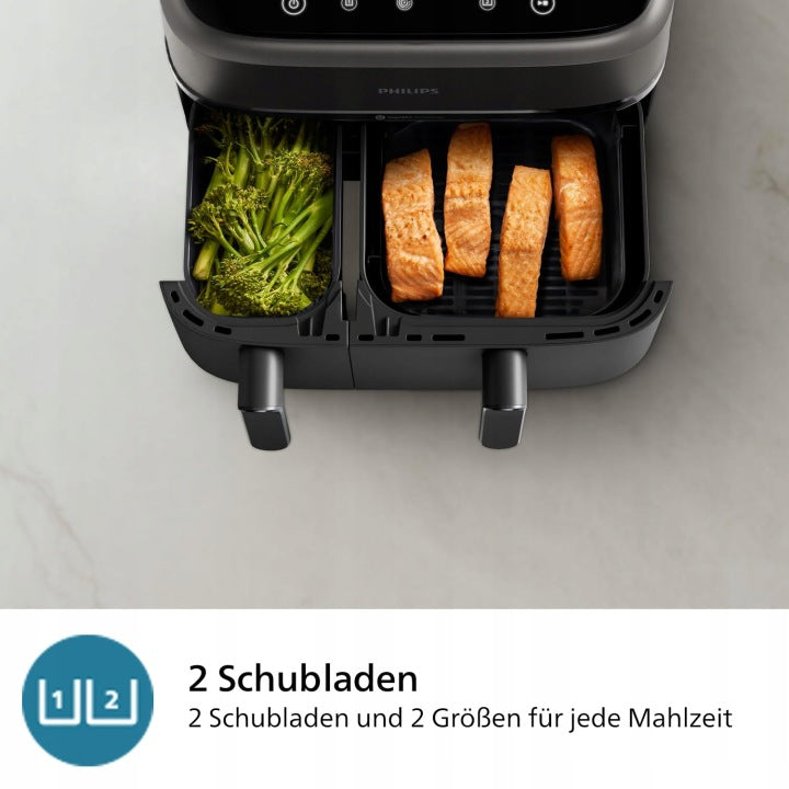 Philips Dwukomorowa frytkownica beztłuszczowa airfryer Philips Ovi 9L 2750W NA352