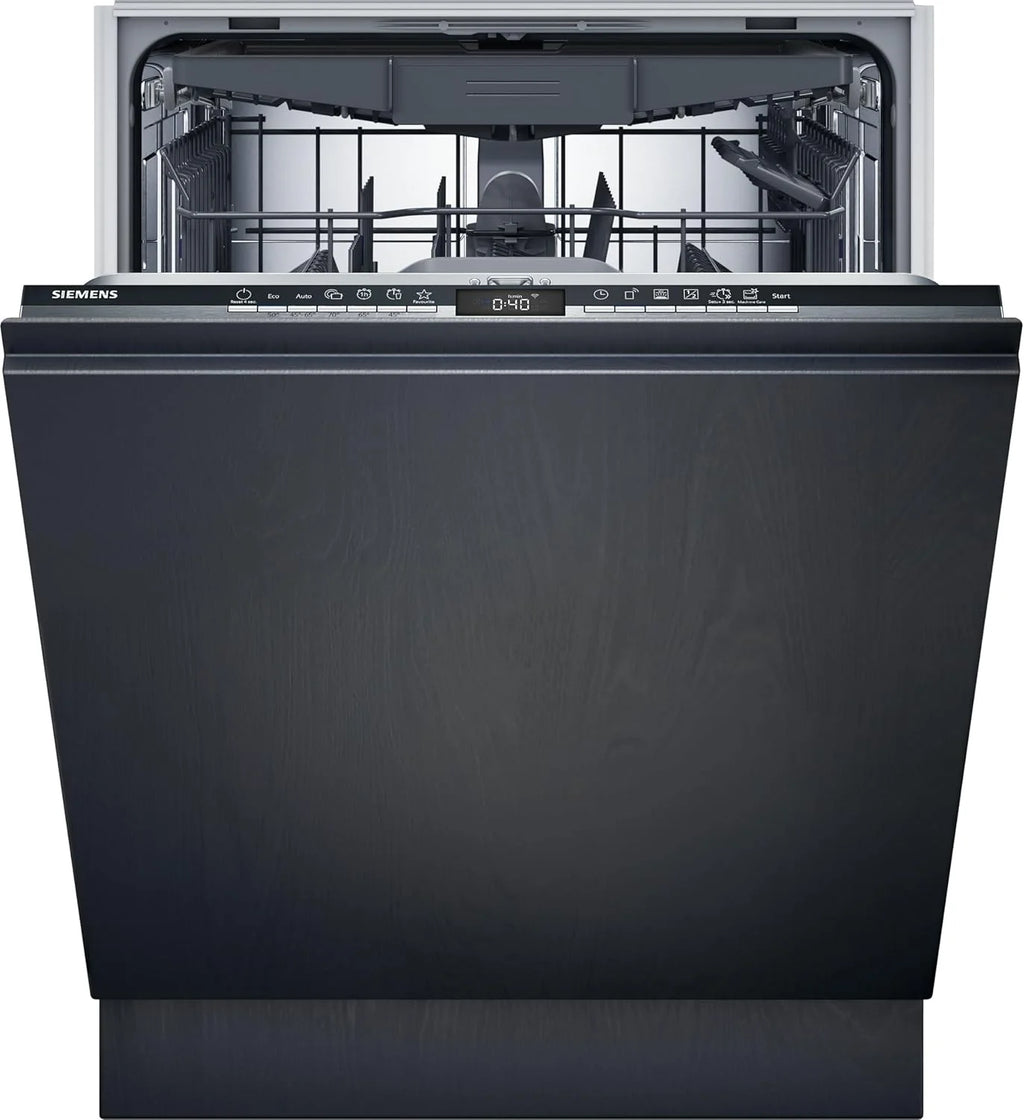 Siemens SN43ES14VE, iQ300 Smarter Geschirrspüler, Unterbau-Spülmaschine mit Besteckschublade, 60 cm, automatische Türöffnung dank autoOpen dry, besonders leise mit iQdrive-Motor, aquaStop, Edelstahl