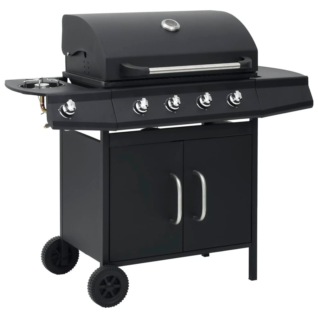 Grill gazowy Vidaxl z 4+1 palnikami, czarny