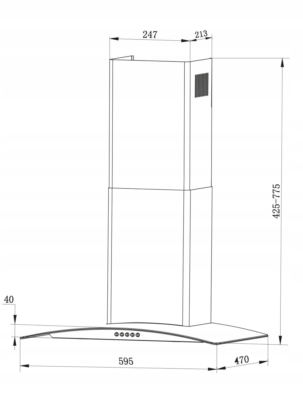 OKAP KUCHENNY 60cm KOMINOWY LED BT-202 BERDSEN