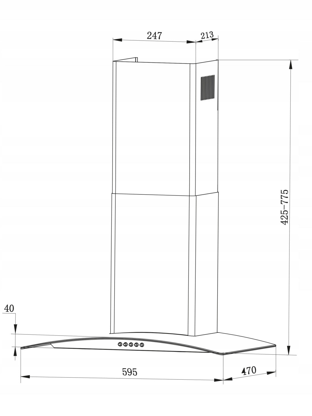 OKAP KUCHENNY 60cm KOMINOWY LED BT-202 BERDSEN