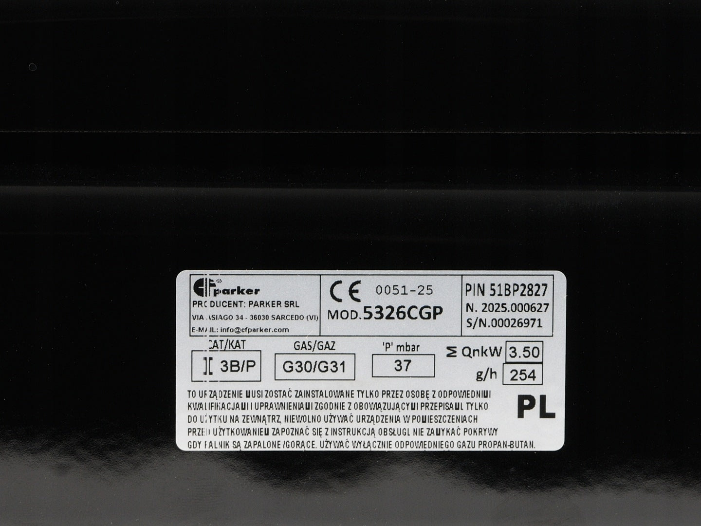 PARKER SRL 2 PALNIK KUCHENKA NA GAZ ZIEMNY-JEDYNA DO WEWNATRZ