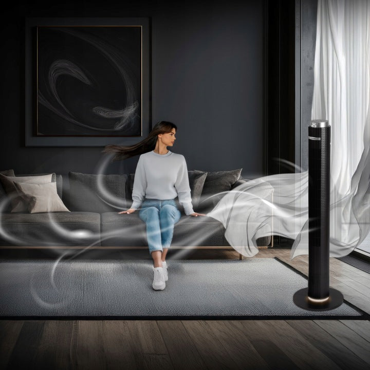 EBERG Wentylator kolumnowy stojący EBERG ELIF wiatrak 117cm LED +JONIZACJA+AROMA
