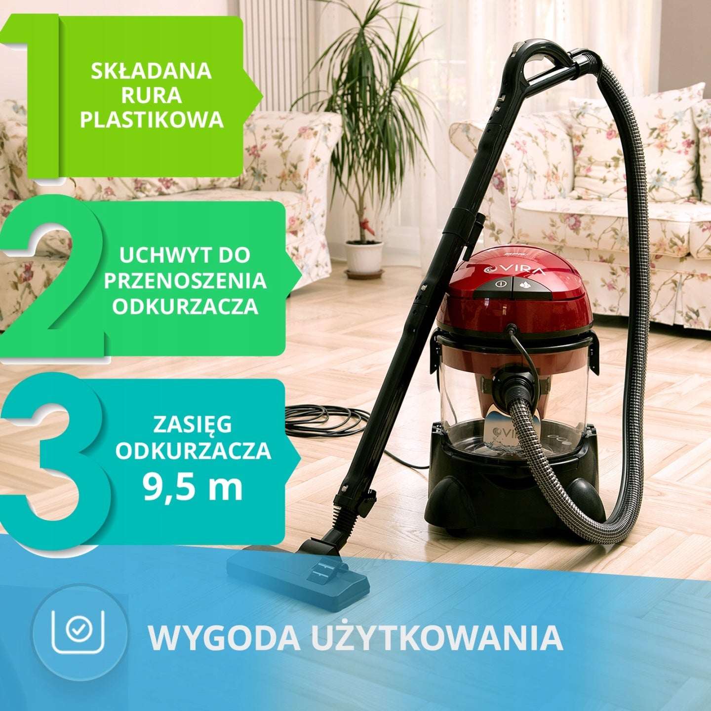 Odkurzacz piorący wodny Vira MPM MOD-22 Zbiornik na wodę 10L 2400W