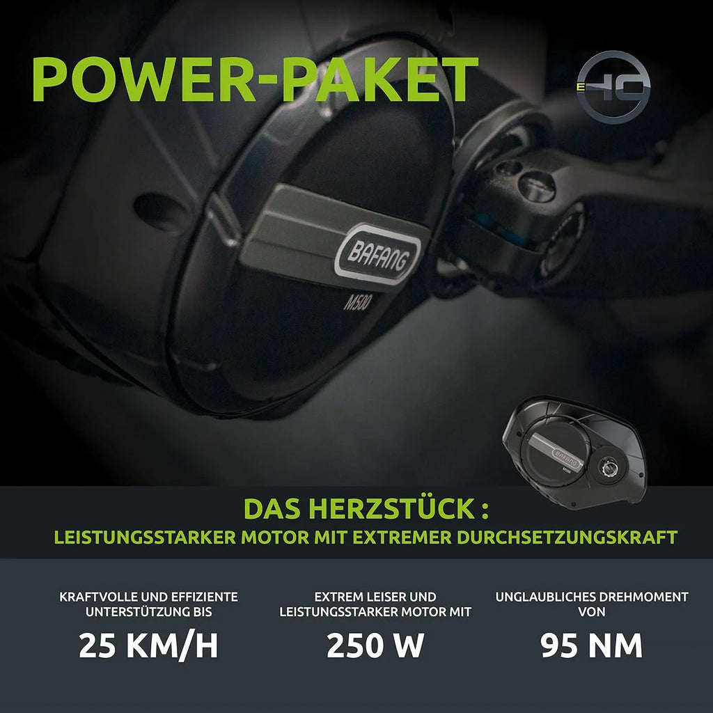 Highphoria Elektrofahrrad Erwachsene, 250W 25 km/h E-Bike mit Batterie, Starker Motor, Kettenschaltung, E-Mountainbike mit Hydraulische Federgabel Pedelec für Damen & Herren