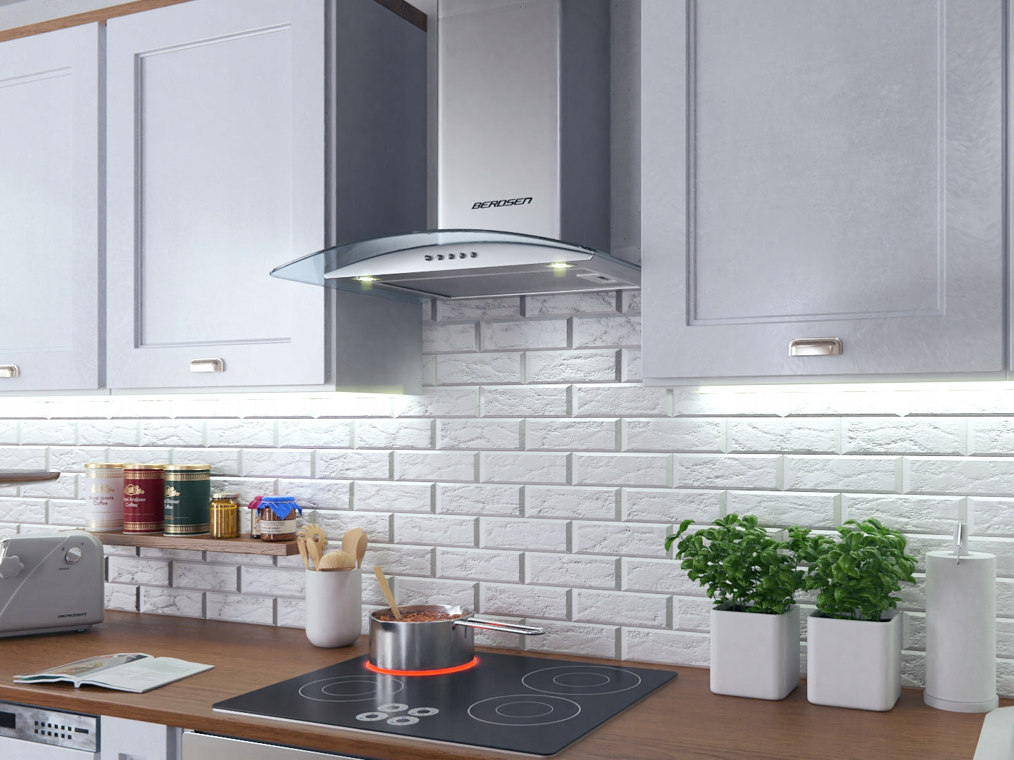 OKAP KUCHENNY 60cm KOMINOWY LED BT-202 BERDSEN