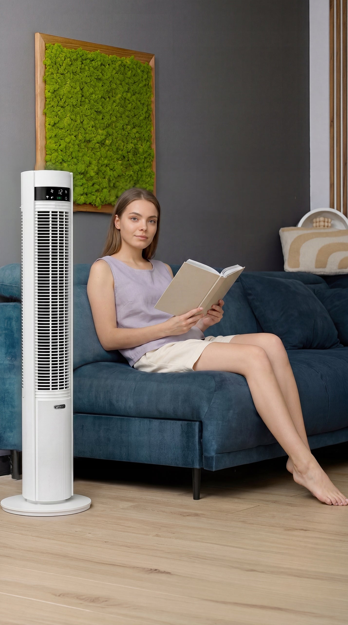 Wentylator kolumnowy stojący Cichy 29dB Yoer 3D +10m zasięg Jonizacja AROMA