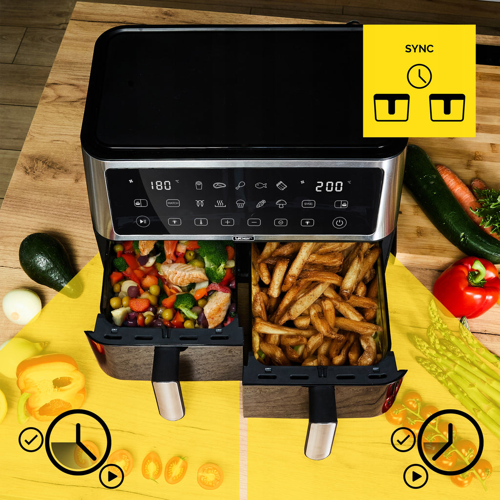 Frytkownica beztłuszczowa 11L Air Fryer Yoer 2800W 12 programów 23 elementy