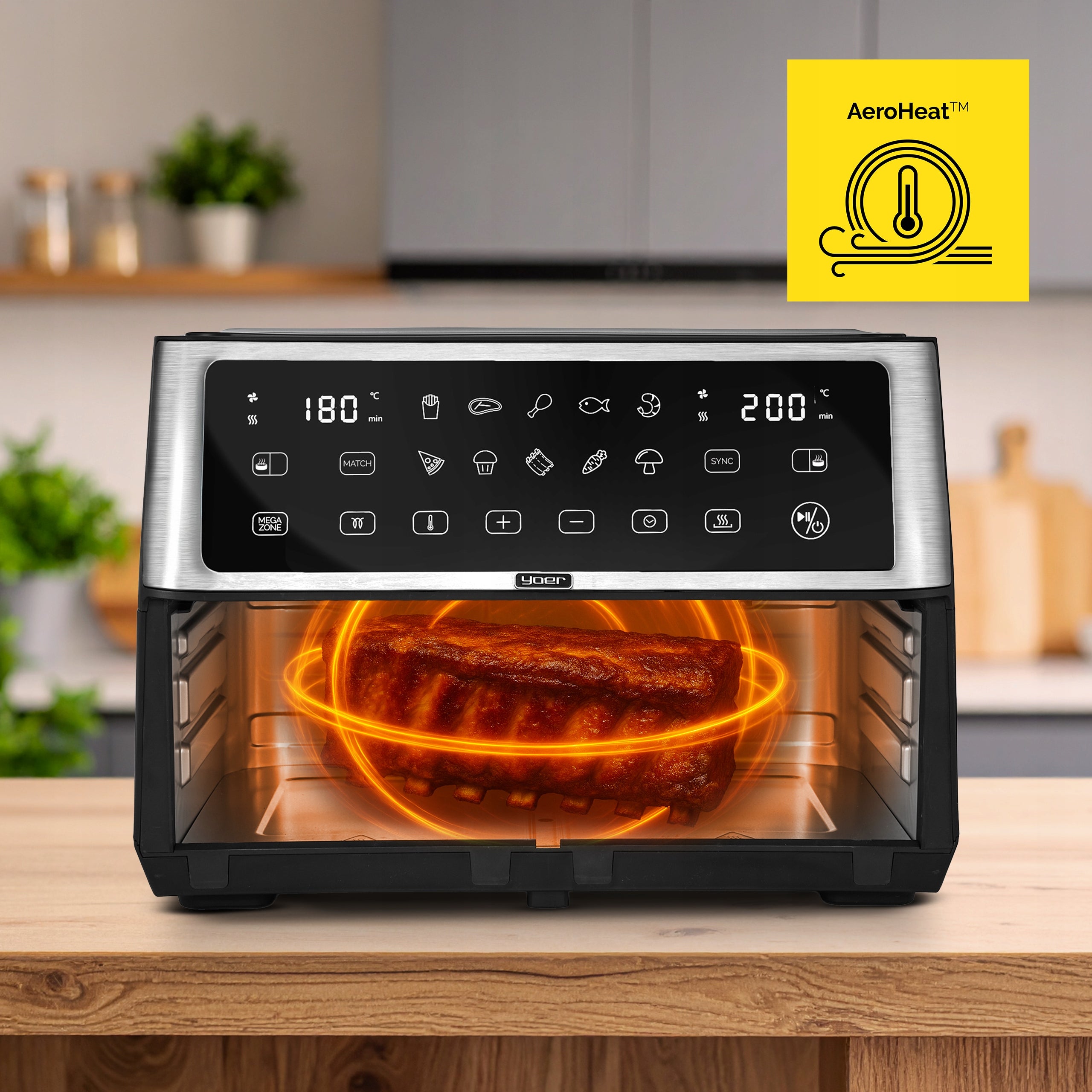 Frytkownica beztłuszczowa 11L Air Fryer Yoer 2800W 12 programów 23 elementy