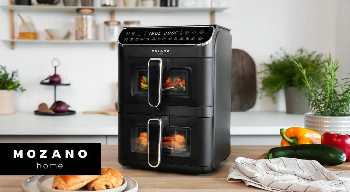 Mozano FRYTKOWNICA BEZTŁUSZCZOWA DWUKOMOROWA PIONOWA 11L AIR FRYER 2800W 12 TRYBÓW