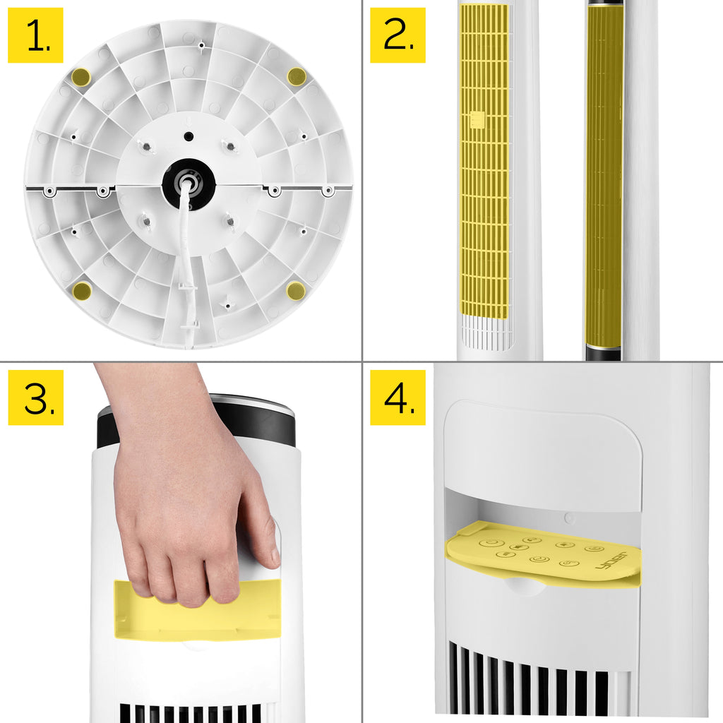 Wentylator kolumnowy stojący Cichy 29dB Yoer 3D +10m zasięg Jonizacja AROMA