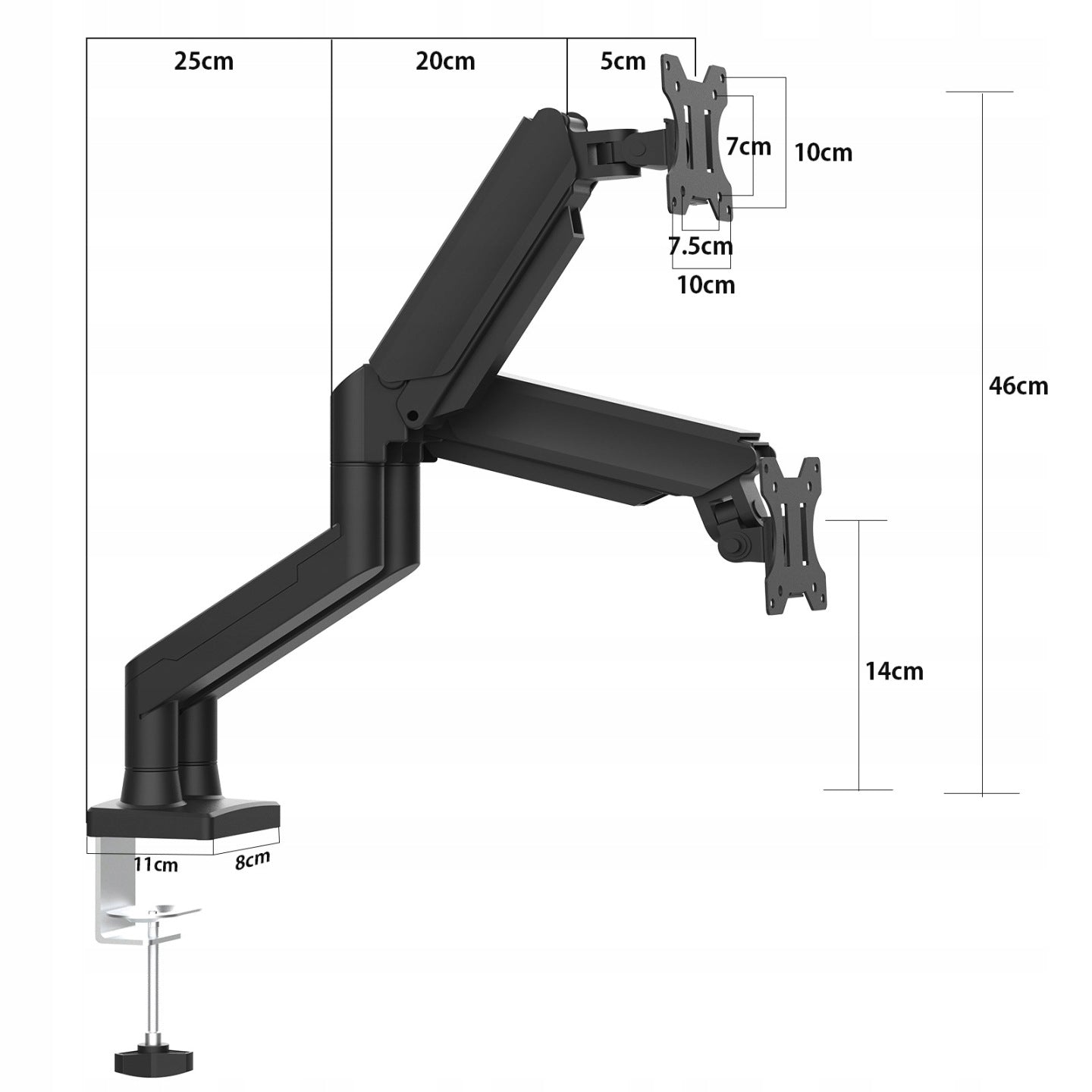 Uchwyt monitora do 2 monitorów (13'-32'), obrotowy o 360°, VESA 75 i 100