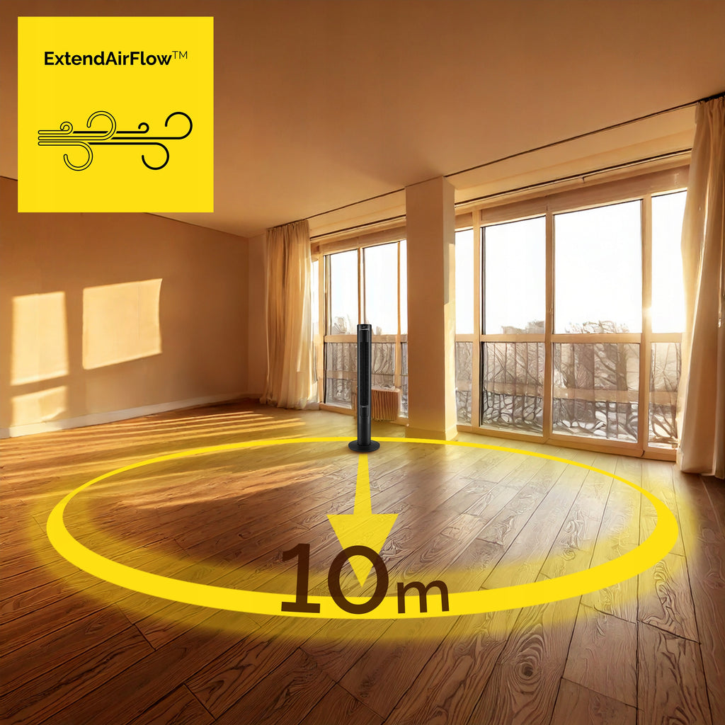 Wentylator kolumnowy stojący Cichy 29dB Yoer 3D +10m zasięg Jonizacja AROMA
