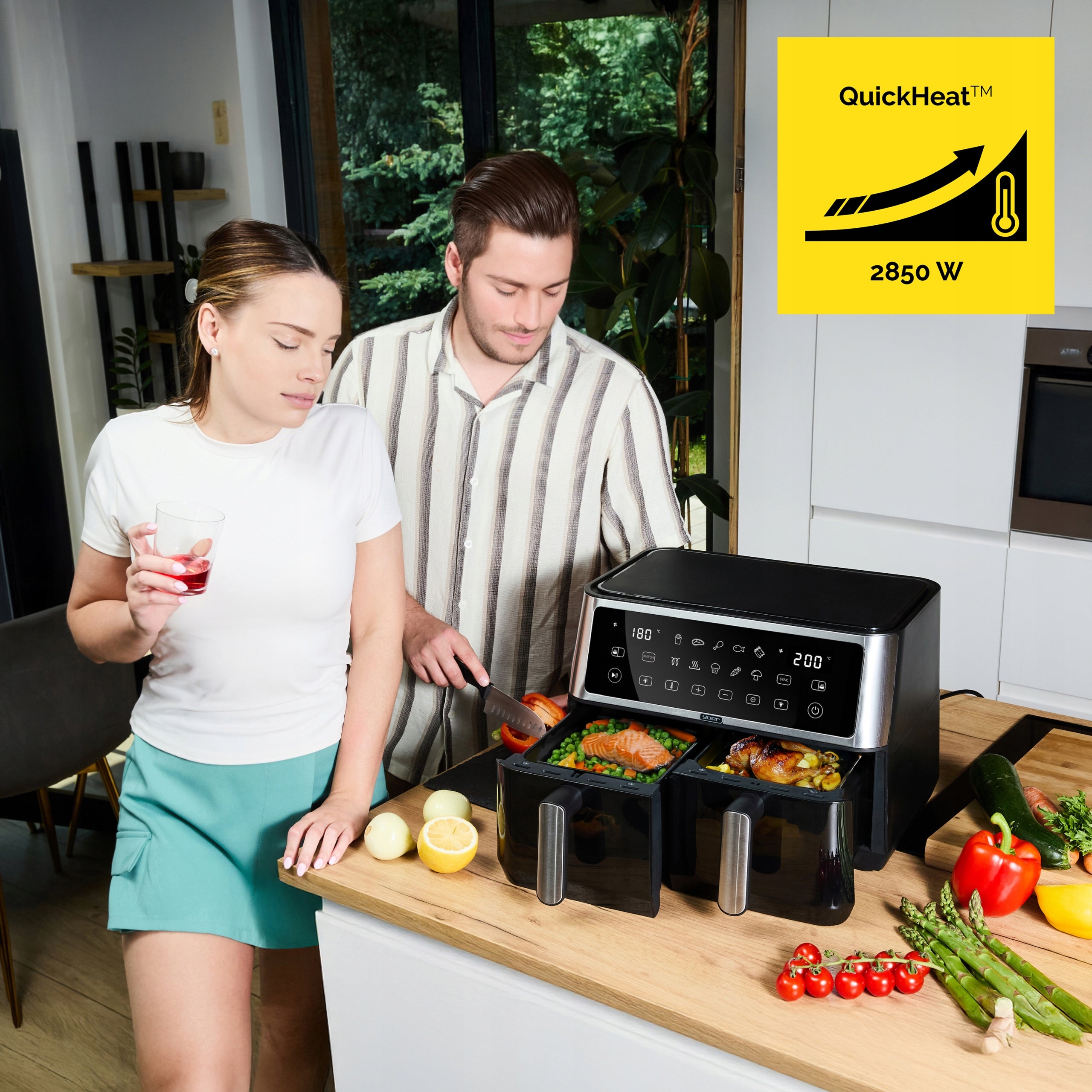 Frytkownica beztłuszczowa 11L Air Fryer Yoer 2800W 12 programów 23 elementy